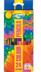 обложка Карандаши цветные 24 цвета двусторонние , пластиковые, длина 177мм, в картонной упаковке от интернет-магазина Книгамир