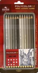 обложка Карандаши цветные KIN "POLYCOLOR" Grey Line, набор 12 цв., в блистере от интернет-магазина Книгамир