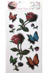обложка Lukky. арт.Т21481 Fashion Набор тату 3D "Бабочки, розы" 1 вид, 9х18см от интернет-магазина Книгамир