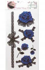 обложка Lukky. арт.Т21482 Fashion Набор тату 3D "Синие розы" 1 вид, 9х18см от интернет-магазина Книгамир