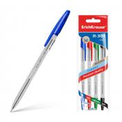 обложка Ручка шариковая ErichKrause R-301 Classic Stick 1.0, цвет чернил: синий, черный, красный, зеленый (в пакете по 4 шт.) от интернет-магазина Книгамир
