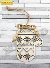 обложка Новогоднее украшение. Деревянная подвеска Рукавица, белый, 11х8 см НДУ-8383 от интернет-магазина Книгамир