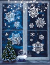обложка Наклейки новогодние на окна Снежинки кружевные, формат А3, в пакете (пластизоль, многоразовые, видны с обеих сторон) от интернет-магазина Книгамир