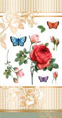обложка Ц-13270 Открытка евроформата с цветами и бабочками (золотая фольга, без текста) от интернет-магазина Книгамир