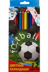 обложка 89233 Карандаши цветные пластиковые 12 цветов "Футбол", длина 177 мм, трехгранные, в картонной упако от интернет-магазина Книгамир