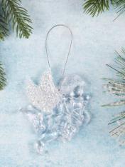 обложка Новогоднее подвесное украшение Ангелочек, серебряный 9,5 см НУ-5131 от интернет-магазина Книгамир