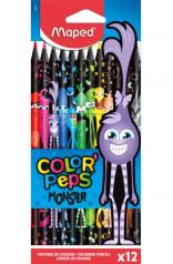обложка Maped. Карандаши цветные пластиковые "Color'Peps Black Monster" (12 цв) декорированные, арт.862612 от интернет-магазина Книгамир
