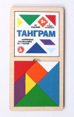 обложка Игра головоломка деревянная "Танграм" (цветная, большая) от интернет-магазина Книгамир