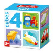 обложка Кубики "Транспорт" (без обклейки) 4 шт Baby Toys от интернет-магазина Книгамир