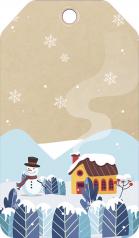 обложка БФ2-16051 Бирка Новогодняя. Зимний домик со снеговиком. Без текста от интернет-магазина Книгамир