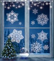обложка НМТ1-15328 Набор новогодних наклеек. Снежинки волшебные. (Пластизоль, многоразовые, видны с обеих сторон) (А4+) от интернет-магазина Книгамир