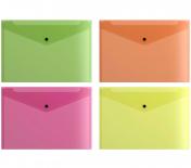 обложка 50300 Папка-конверт на кнопке пластиковая ErichKrause® Glossy Neon, полупрозрачная, A4, цвет в асс. от интернет-магазина Книгамир