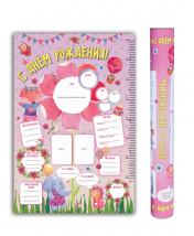 обложка Плакат в тубусе "С Днем Рождения" (розовый) от интернет-магазина Книгамир