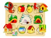 обложка Пазл-рамка для малышей "Где чей домик?" арт.7993 (дерево, 2 слоя) /36 от интернет-магазина Книгамир